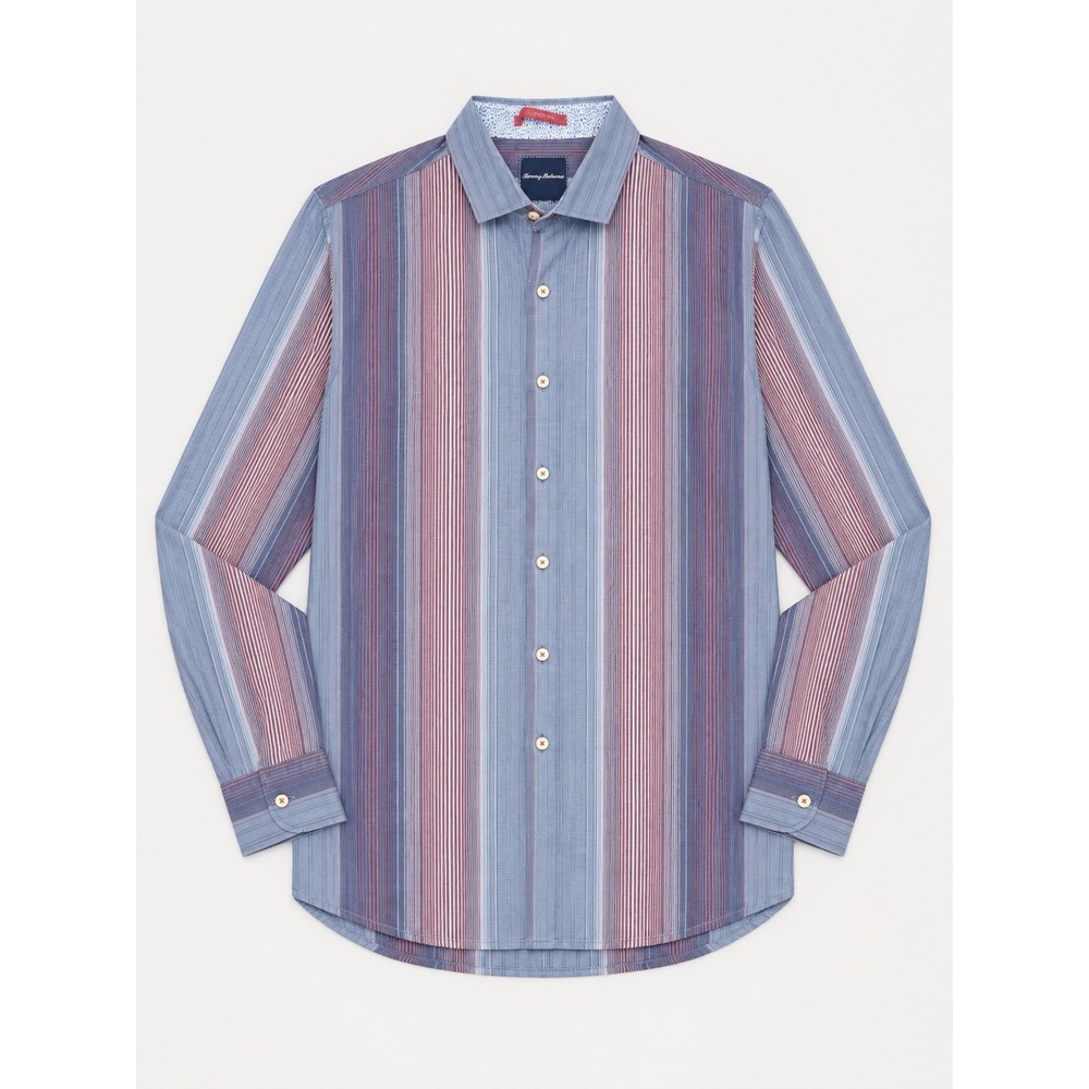 Tommy Bahama Mens XL Long Sleeve Button Down Shirt Blue Red Striped Cotton